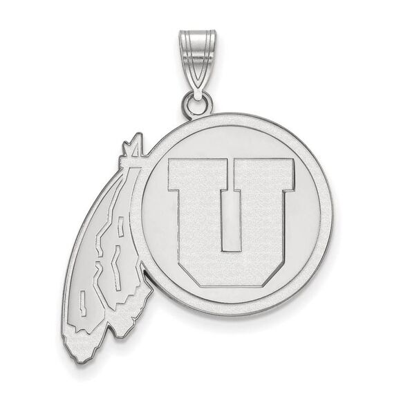 14k White Gold U. of Utah XL Pendant